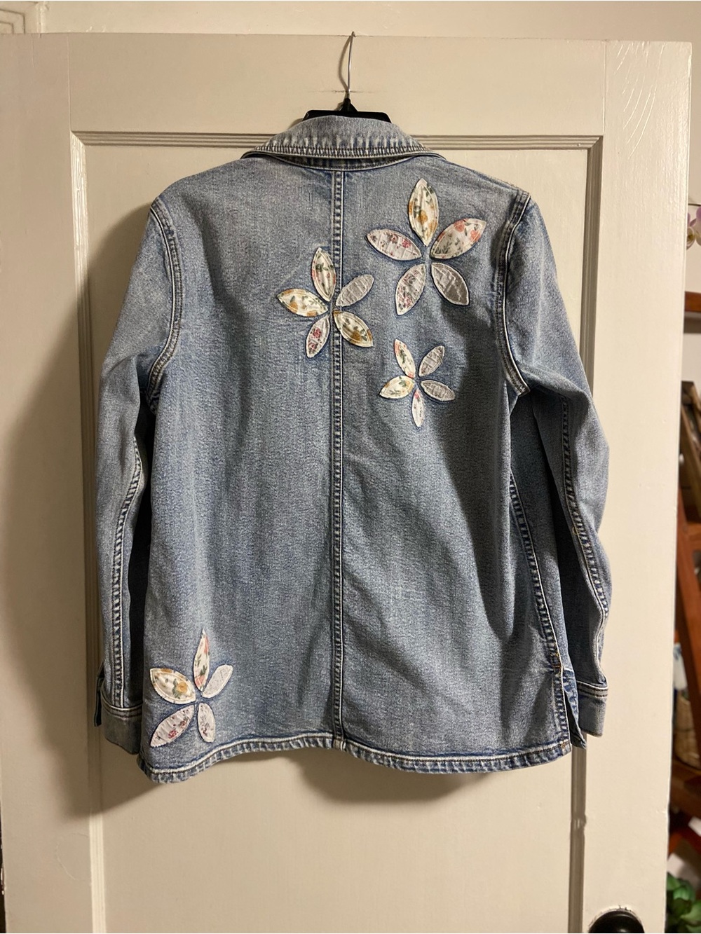 Free People x Driftwood Denim Shabby Chic Jacket Floral Patchwork Rustic Boho S - Picture 8 of 16